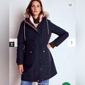 Boden Women's Navy 4 in 1 Parka with Faux Fur Hood